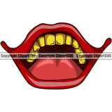 Lips Gold Teeth Clown Face Design Element Male Man Boy Mouth Position Head Cartoon Character Mascot Create Gangster Grill Thug Mean Mug Bling Jewelry Evil Sinister Grin Grinning Artwork Creator Business Company Logo Clipart SVG