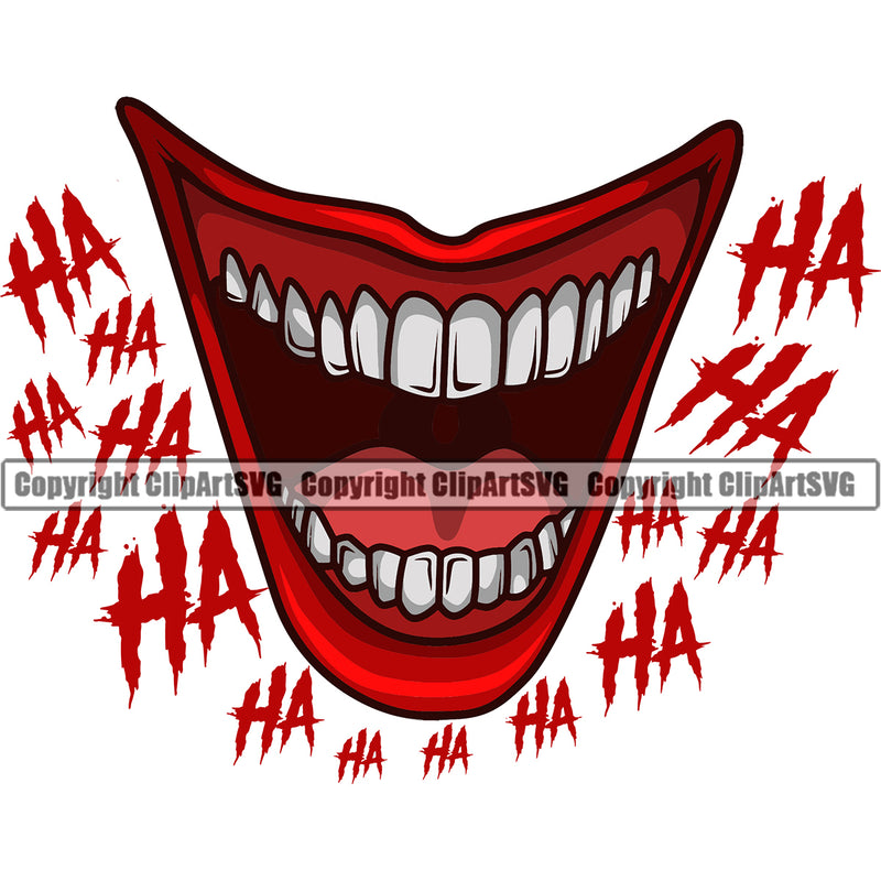Lips Clown Smile Face Ha Ha Text Design Element Face Mouth Position Male Man Boy Gangster Grill Thug Mean Mug Bling Jewelry Evil Sinister Grin Grinning Mascot Creation Create Art Creator Business Company Logo Clipart SVG
