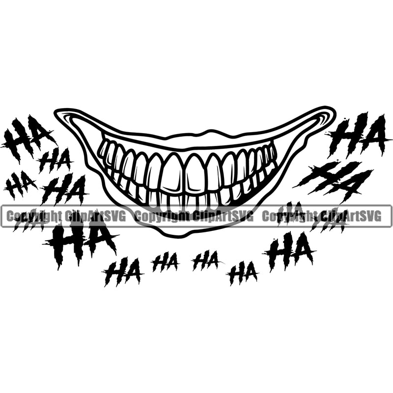 Lips Clown Ha Ha Face Design Element Mouth Position Head Cartoon Male Man Boy Evil Sinister Grin Grinning Character Mascot Creation Create Art Artwork Creator Business Company Logo Clipart SVG