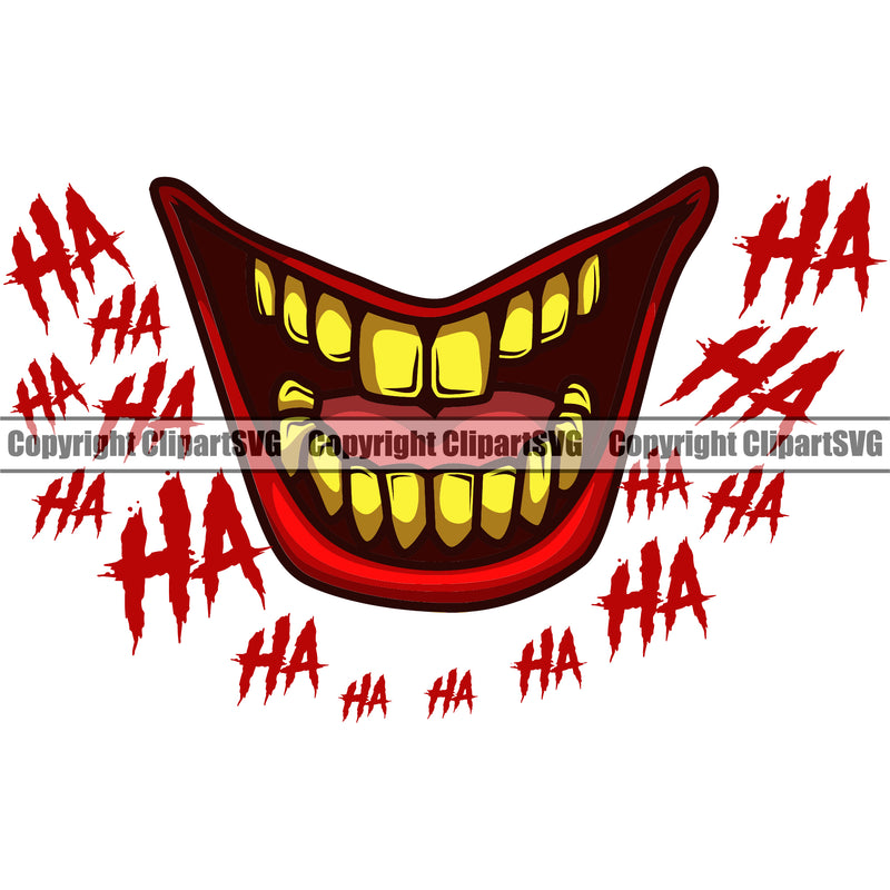 Lips Gold Teeth Ha Ha Text Design Element Face Mouth Position Male Man Boy Mascot Gangster Grill Thug Mean Mug Bling Jewelry Evil Sinister Grin Grinning Create Art Artwork Creator Business Company Logo Clipart SVG