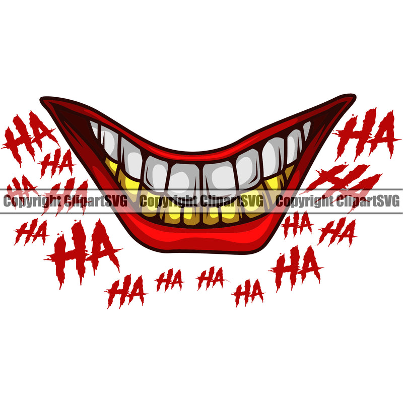Lips Gold Teeth Bottom Ha Ha Text Red Color Design Element Face Gangster Grill Thug Mean Mug Bling Jewelry Evil Sinister Grin Grinning Position Head Mascot Creation Create Art Artwork Creator Company Logo Clipart SVG