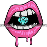 Lips Pink Lip Bite Biting Diamond Color Dripping Design Element Face Sexy Mouth Position Head Cartoon Character Mascot Creation Create Art Artwork Creator Business Woman Female Girl Lady Logo Clipart SVG