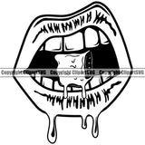 Lips Bite Biting Ice Cube Dripping Design Element Face Sexy Mouth Position Head Cartoon Character Mascot Creation Create Art Artwork Creator Woman Female Girl Lady Company Logo Clipart SVG
