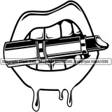 Lips Lipstick Dripping Bite Biting Lipstick Design Element Face Sexy Mouth Position Head Woman Female Girl Lady Cartoon Character Mascot Creation Create Art Artwork Creator Business Company Logo Clipart SVG