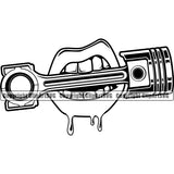 Lips Mouth Teeth Bite Biting Engine Piston Dripping Design Element Face Sexy Mouth Position Head Cartoon Male Man Boy Character Mascot Creation Create Art Artwork Creator Business Company Logo Clipart SVG