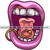 Sexy Lips Sticking Tongue Out Piercing Yell Yelling Scream Scream Color Ring Design Element Face Sexy Mouth Position Head Cartoon Character Mascot Creation Create Art Creator Woman Female Girl Lady Male Man Boy Company Logo Clipart SVG