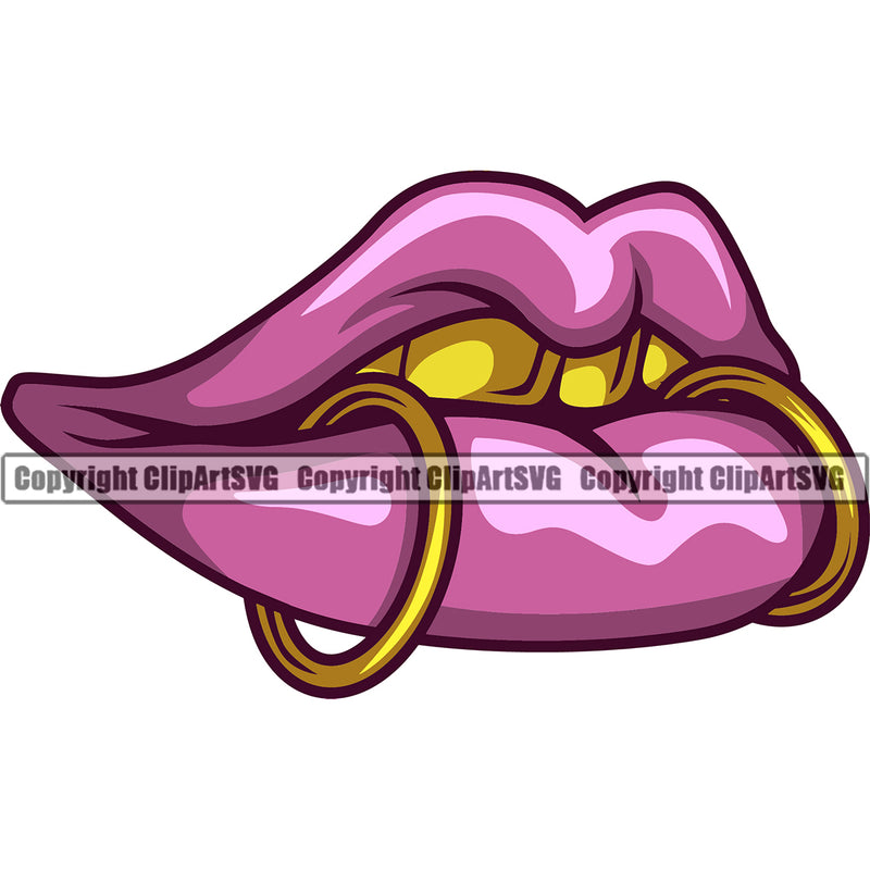 Lips Piercing All Color Design Element Woman Female Girl Lady Male Man Boy Face Sexy Mouth Position Head Cartoon Character Mascot Creation Create Art Artwork Creator Business Company Logo Clipart SVG