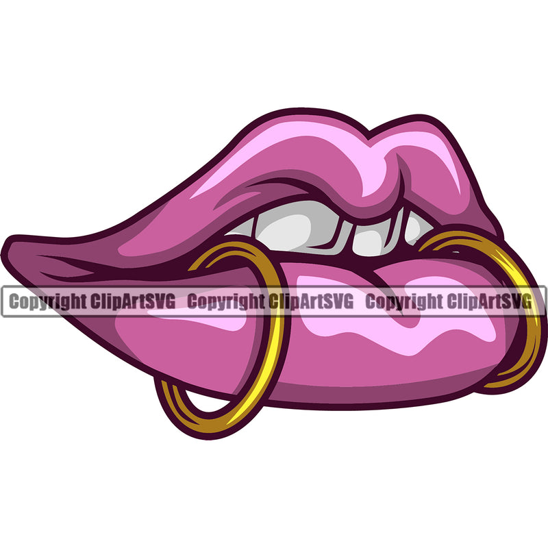 Lips Bottom Lip Double Ring Design Element Face Sexy Mouth Position Head Cartoon Character Mascot Create Woman Female Girl Lady Male Man Boy Artwork Creator Business Company Logo Clipart SVG