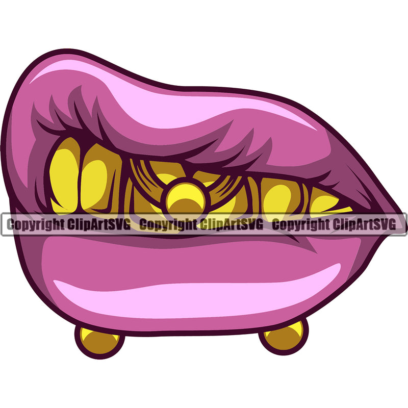 Lips Piercing Angry Face Design Element Sexy Mouth Position Head Cartoon Woman Female Girl Lady Character Mascot Creation Create Art Artwork Creator Business Company Logo Clipart SVG