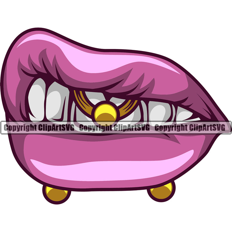 Lips Piercing Color Design Element Face Sexy Mouth Position Head Male Man Boy Character Mascot Creation Create Art Artwork Creator Business Company Logo Clipart SVG