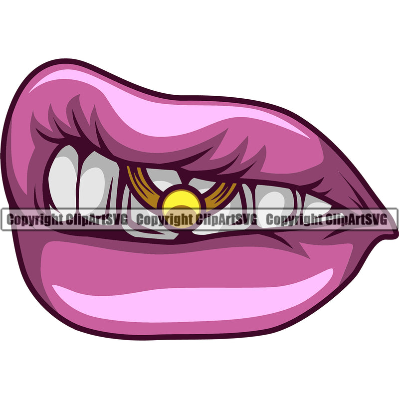Lips Piercing Design Element Face Male Man Boy Mouth Position Head Cartoon Ring Color Character Mascot Creation Create Art Artwork Creator Business Company Logo Clipart SVG