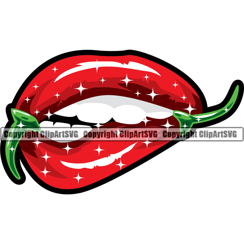 Lips Red Pepper Design Element Face Sexy Mouth Position Head Cartoon Woman Female Girl Lady Character Mascot Creation Create Art Artwork Creator Business Company Logo Clipart SVG
