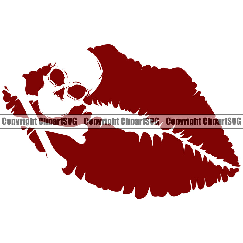 Lips Skull White Color Design Element Face Sexy Mouth Position Head Cartoon Character Mascot Woman Female Girl Lady Create Art Artwork Creator Business Logo Clipart SVG
