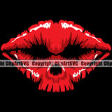 Lips Red Color Black Skull Design Element Face Sexy Mouth Position Head Woman Female Girl Lady Cartoon Character Mascot Creation Create Art Artwork Creator Business Company Logo Clipart SVG