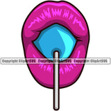 Lips Pink Color Lip Suck Sucking Lollipop Design Element Face Sexy Mouth Position Head Cartoon Woman Female Girl Lady Mascot Creation Create Art Artwork Creator Company Logo Clipart SVG