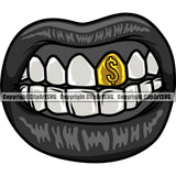 Lips Dollar Sign Text Design Element Face Sexy Mouth Woman Female Girl Lady Position Head Cartoon Character Mascot Creation Create Art Artwork Creator Business Company Logo Clipart SVG