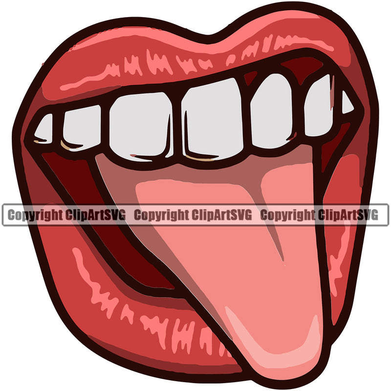 Lips Tongue Open Mouth Color Design Element Woman Female Girl Lady Face Sexy Mouth Position Head Cartoon Character Mascot Creation Create Art Artwork Creator Business Company Logo Clipart SVG
