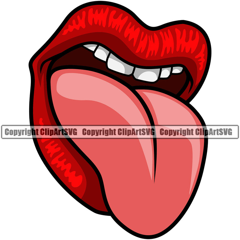 Lips Tongue Color Design Element Face Sexy Mouth Position Woman Female Girl Lady Cartoon Character Mascot Creation Create Art Artwork Creator Business Company Logo Clipart SVG