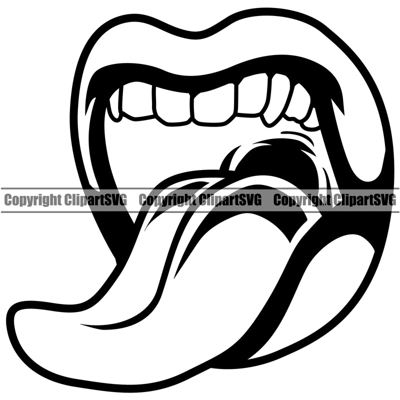 Lips Tongue Design Element White Color Face Sexy Mouth Position Head Woman Female Girl Lady Cartoon Character Mascot Creation Create Art Artwork Creator Business Company Logo Clipart SVG