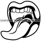 Lips Tongue Design Element White Color Face Sexy Mouth Position Head Woman Female Girl Lady Cartoon Character Mascot Creation Create Art Artwork Creator Business Company Logo Clipart SVG