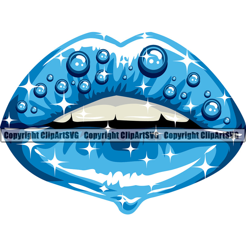 Lips Water Design Element Face Sexy Mouth Position Head Blue Color Woman Female Girl Lady Cartoon Character Mascot Creation Create Art Artwork Creator Business Company Logo Clipart SVG