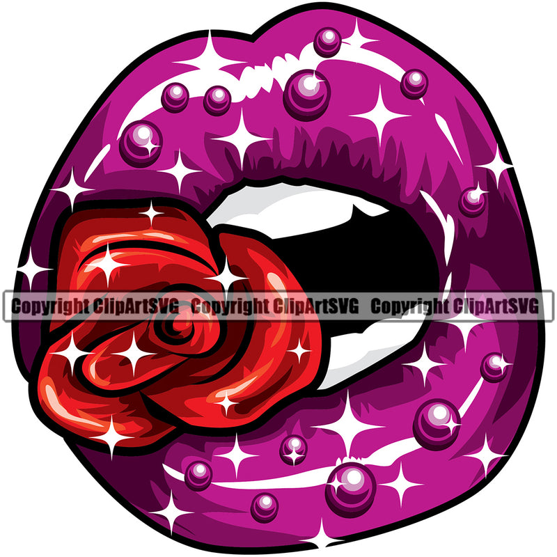 Lips Water Rose Design Element Face Sexy Mouth Position Woman Female Girl Lady Creator Business Company Logo Head Cartoon Character Mascot Creation Create Art Artwork Clipart SVG