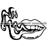 Lips Smoke Design Element Face Sexy Mouth Position Woman Female Girl Lady Cartoon Character Mascot Creation Create Woman Female Girl Lady Artwork Creator Business Company Logo Clipart SVG