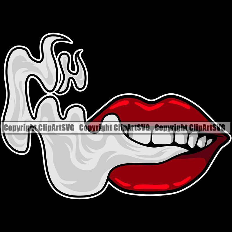Lips Black Color Smoke Design Element Face Mouth Position Woman Female Girl Lady Head Cartoon Character Mascot Creation Create Art Artwork Creator Business Company Logo Clipart SVG