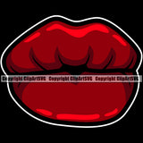 Lips Red Color Black Color Background Design Element Face Sexy Mouth Position Head Cartoon Character Mascot Creation Create Art Artwork Creator Woman Female Girl Lady Company Logo Clipart SVG