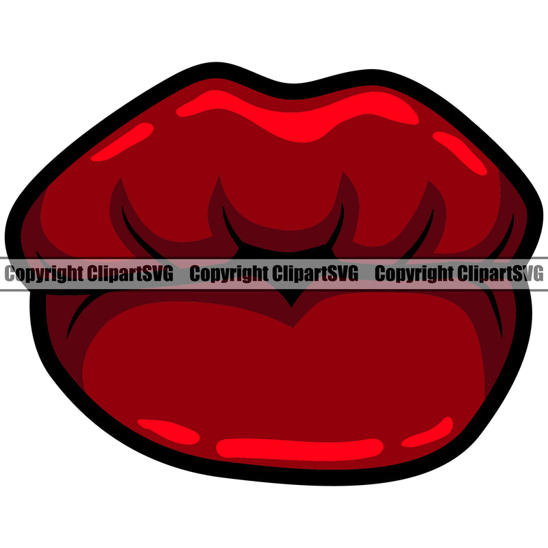 Lips Kiss Sign Woman Female Girl Lady Design Element Face Sexy Mouth Position Head Cartoon Character Mascot Creation Create Art Artwork Creator Business Company Logo Clipart SVG