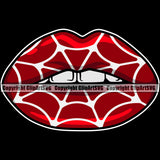 Lips Spider Web Net Design Element Black Background Woman Female Girl Lady Face Sexy Mouth Position Head Cartoon Character Mascot Creation Create Art Artwork Creator Business Company Logo Clipart SVG