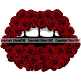 Lips Rose Flower Garden Gardening Red Design Element Face Sexy Mouth Position Head Cartoon Woman Female Girl Lady Mascot Creation Create Art Creator Business Company Logo Clipart SVG