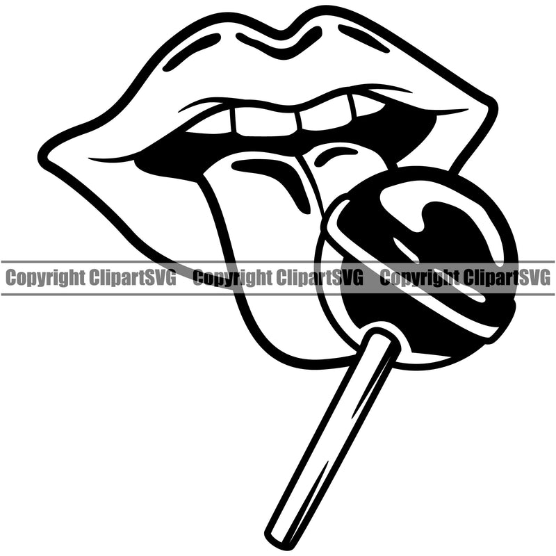 Lips Suck Sucking Bite Biting Lollipop Design Element Face Sexy Mouth Position Mascot Creation Create Art Artwork Creator Business Company Woman Female Girl Lady Cartoon Character Logo Clipart SVG