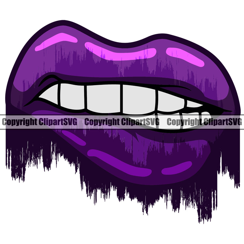 Lips Drip Dripping Design Element Face Sexy Mouth Position Woman Female Girl Lady With Teeth Cartoon Character Mascot Creation Create Art Artwork Creator Business Company Logo Clipart SVG