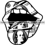 Lips $100 Dollar Bill Cash Money Coin Woman Female Girl Lady Design Element Face Sexy Mouth Position Head Cartoon Character Mascot Creation Create Art Artwork Creator Business Company Logo Clipart SVG