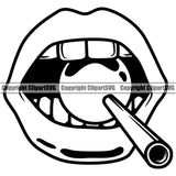 Lips Suck Sucking Bite Biting Lollipop Design Element White Teeth Woman Female Girl Lady Sexy Mouth Position Cartoon Character Mascot Creation Create Art Artwork Creator Business Company Logo Clipart SVG