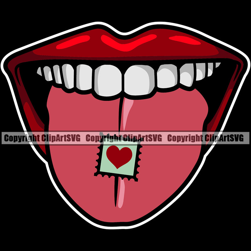 Lips Color Black White Teeth Design Element Face Sexy Mouth Position Head Cartoon Character Mascot Creation Create Art Artwork Creator Business Company Logo Clipart SVG