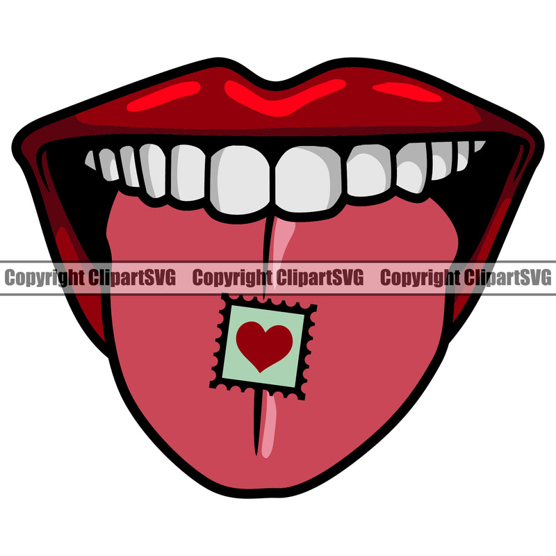Lips Color Red White Teeth Design Element Face Sexy Mouth Position Woman Female Girl Lady Character Mascot Creation Create Art Artwork Creator Business Company Logo Clipart SVG