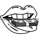 Lips $100 Dollar Bill Cash Money Sign Woman Female Girl Lady Design Element Woman Female Girl Lady Sexy Mouth Position Head Cartoon Character Mascot Creation Create Art Artwork Creator Business Company Logo Clipart SVG