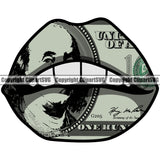 Lips $100 Dollar Bill Cash Money Design Element Woman Female Girl Lady Face Sexy Mouth Mascot Creation Create Art Artwork Creator Business Position Head Cartoon Character Company Logo Clipart SVG