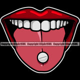 Lips Drug Pill Capsule Pharmaceutical Medical Medicine Color Design Element Face Character Mascot Creation Woman Female Girl Lady Art Artwork Creator Business Company Sexy Mouth Position Head Cartoon Logo Clipart SVG