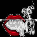 Lips Red Color Smoke Smoking Black Background Design Element Character Mascot Creation Create Art Artwork Creator Business Face Sexy Mouth Position Head Cartoon Logo Clipart SVG