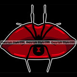 Lips Red Color Black Widow Spider Horror Death Dead Design Element Face Sexy Mouth Position Head Cartoon Character Mascot Creation Create Art Artwork Creator Business Company Logo Clipart SVG