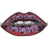 Lips Flower Rose Design Element Face Sexy Mouth Position Head Woman Female Girl Lady Cartoon Character Mascot Creation Create Art Artwork Creator Business Company Logo Clipart SVG