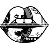 Lips $100 Dollar Bill Cash Money Design Element Face Woman Female Girl Lady Mouth Position Create Art Artwork Creator Business Company Head Cartoon Character Mascot Creation Logo Clipart SVG