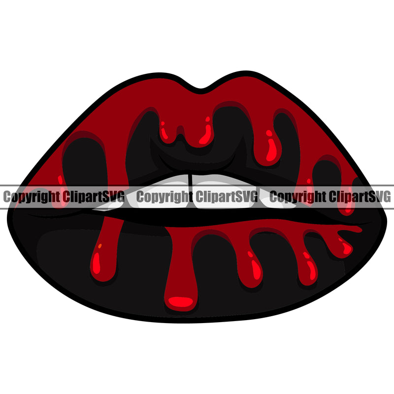 Lips Drip Dripping Blood Bloody Horror Gothic Emo White Design Element Face Sexy Drip Position Head Cartoon Character Mascot Woman Female Girl Lady Create Art Artwork Creator Business Company Logo Clipart SVG