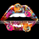 Lips Multicolor Rose Design Element Face Sexy Mouth Position Head Woman Female Girl Lady Character Mascot Create Art Artwork Creator Company Logo Clipart SVG