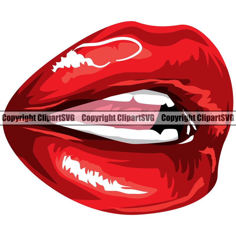 Lips Red Color Design Element Face Sexy Mouth Position Woman Female Girl Lady Cartoon Character Mascot Creation Create Art Artwork Creator Business Company Logo Clipart SVG