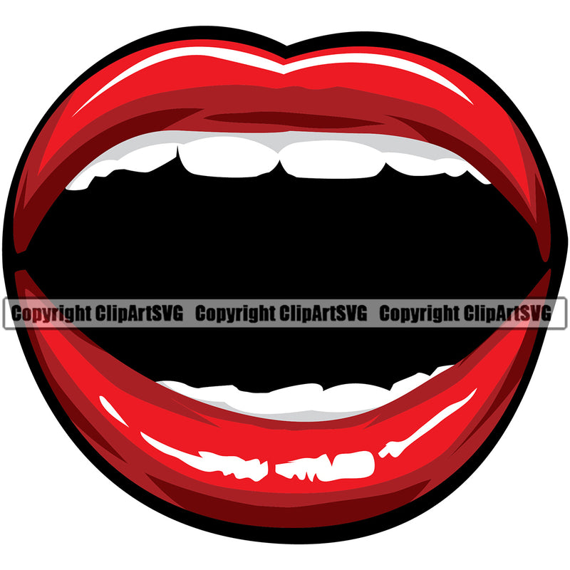 Lips White Color Design Element Face Sexy Open Mouth Position Woman Female Girl Lady Cartoon Character Mascot Creation Create Art Artwork Creator Business Company Logo Clipart SVG