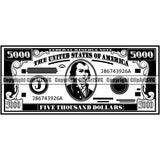 Money Cash Stack Knot Roll Rubberband Bundle Brick Spread 5000 Dollar Bill Currency Bank Finance Rich Wealthy Wealth Advertising Advertise Vector Clipart SVG